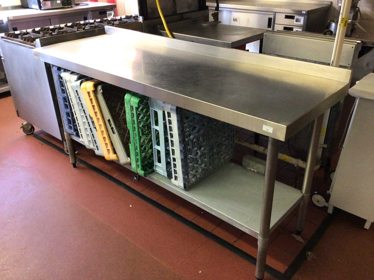 Lot 72 - A wall standing stainless steel preparation bench, with shelf under, 1800 mm