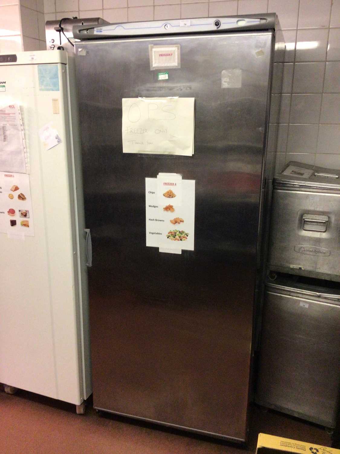Lot 74 - A Mondial Elite stainless steel upright freezer, cable and plug, 770 mm wide x 730 mm deep x 1870 mm high