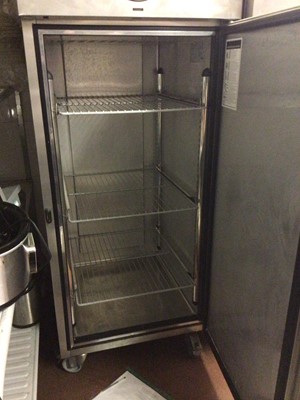 Lot 77 - A Foster electric commercial single door refrigerator, on castors, 700 mm wide x 800 mm deep x 1780 mm high, cable and plug