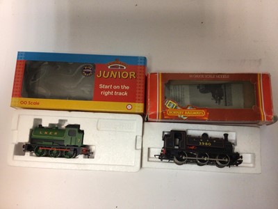 Lot 189 - Hornby OO gauge locomotives LNER 0-6-0T Class J52, R861, Bachmann Junior 0-6-0 steam 30-920, J72 Class 0-6-0T, 31-050, Mainline 0-60T J72 Class Tank, 37-054, all boxed (4)