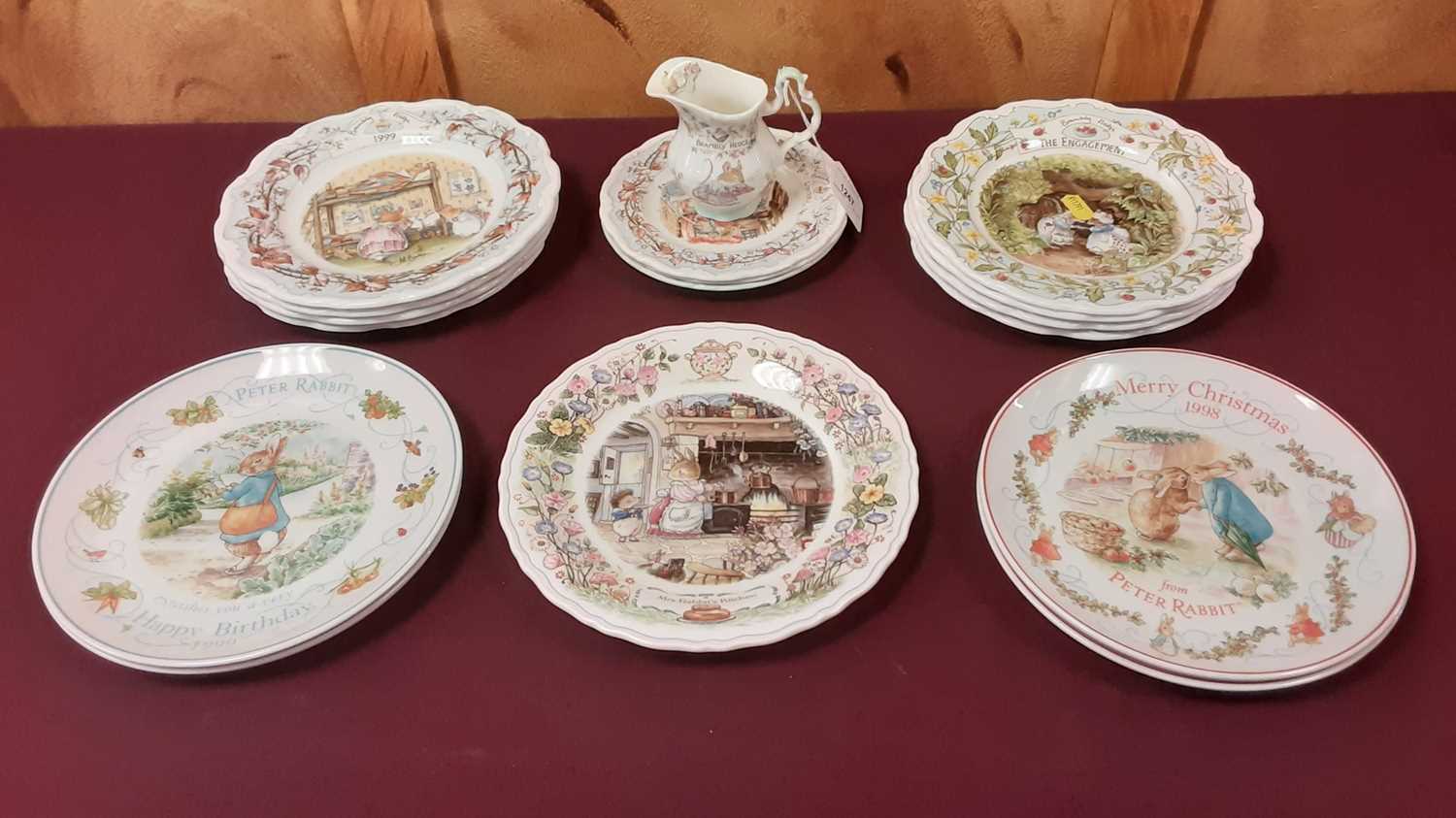 Lot 1247 - Selection of Royal Doulton Brambly Hedge plates, Brambly Hedge jug and five Wedgwood plates