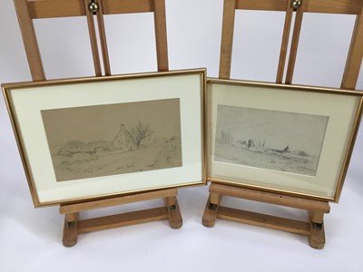 Lot 44 - Collection of 7 early pencil drawings, to include John Wodderspoon - various of castles, cottages etc, all in gilt frames