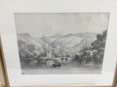Lot 44 - Collection of 7 early pencil drawings, to include John Wodderspoon - various of castles, cottages etc, all in gilt frames