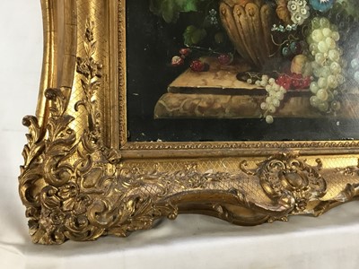 Lot 51 - L.S. Martin oil on wood board - Still life of summer blooms, signed, in ornate gilt frame, 40cm x 50cm, 62cm x 72cm overall