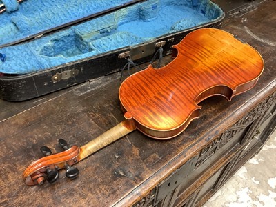 Lot 2273 - Late 19th / early 20th century continental viola with bow in case