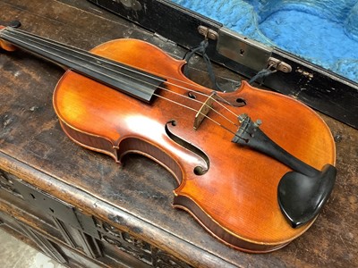 Lot 2273 - Late 19th / early 20th century continental viola with bow in case