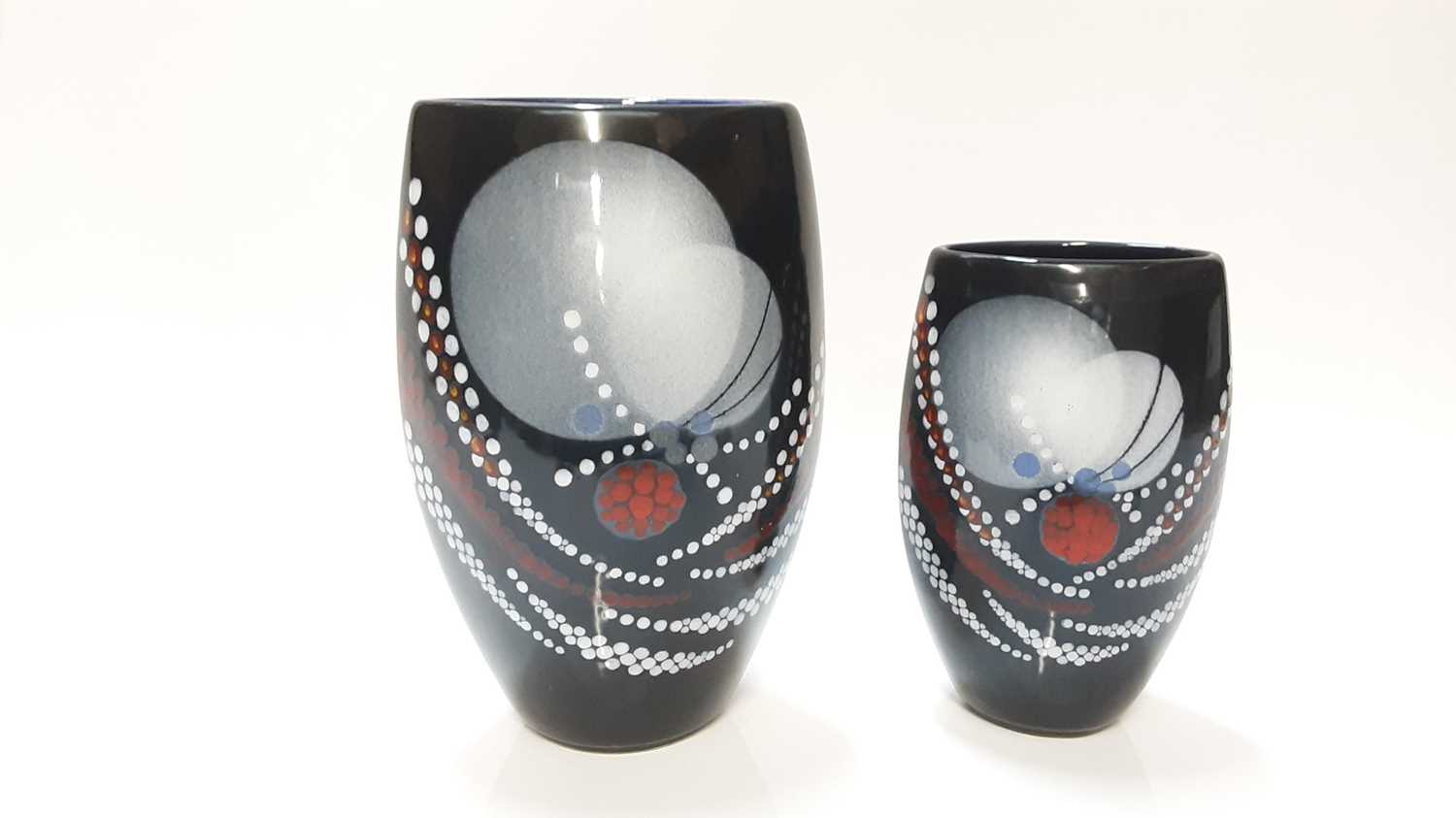 Lot 1272 - Two Poole pottery vases by Alan Clarke, 24cm high and 19cm high