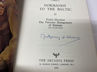 Lot 101 - Field Marshall Viscount Montgomery of Alamein signed book ' Normandy to the River Sangro ' Arcadia Press 1971,de luxe leather binding in slip case