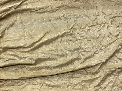 Lot 2088 - Set of six various gold silk damask curtains and three ensuite pelmets