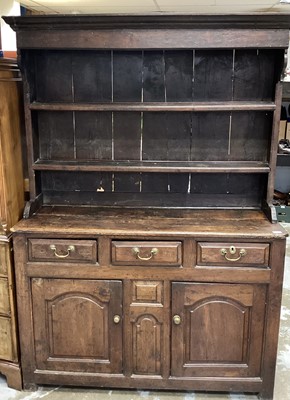 Lot 1525 - Early 18th century oak high dresser