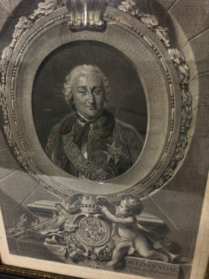 Lot 766 - Three framed 18th/19th century engravings of Continental leaders and prominent figures