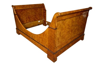 Lot 1319 - 19th century Continental satin birch sleigh bed