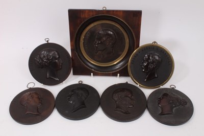 Lot 747 - Seven 19th century Bois Durci portrait roundel plaques