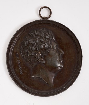 Lot 726 - 19th century bronzed medallion depicting George IV