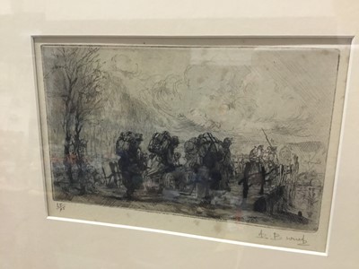 Lot 673 - Auguste Brouet (1872-1941) etching, travellers signed and numbered 25/75