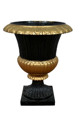 Lot 1314 - 19th century cast iron urn with gilt paint