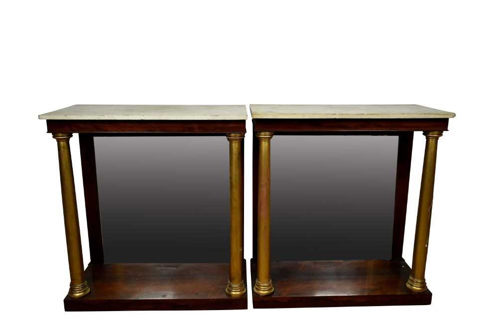 Lot 1313 - Pair of 19th century marble topped rosewood pier tables