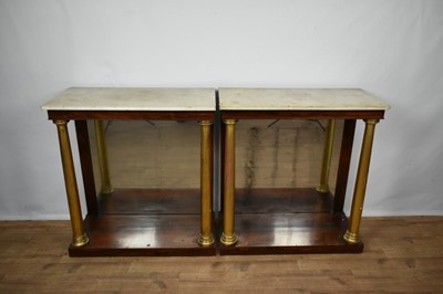 Lot 1313 - Pair of 19th century marble topped rosewood pier tables