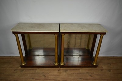 Lot 1313 - Pair of 19th century marble topped rosewood pier tables