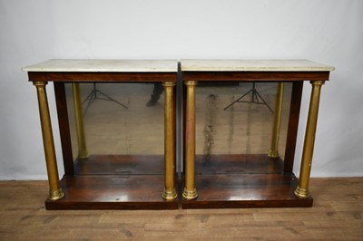 Lot 1313 - Pair of 19th century marble topped rosewood pier tables