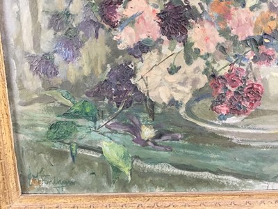 Lot 66 - E. M. Fordham, oil on board - still life summer flowers, signed, in gilt and painted frame
