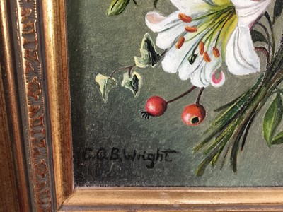 Lot 39 - C. O. B. Wright, 20th century oil on canvas board - still life summer flowers, in gilt frame