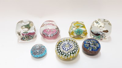 Lot 338 - Seven Murano art glass paperweights