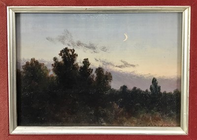 Lot 223 - Czeslaw Boris Jankowski (1862-1941) oil on board, moonlit landscape, signed