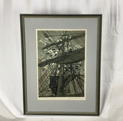 Lot 124 - Richard Demarco (b. 1930) a pair of silkscreen prints - ‘Furling sails by moonlight’ and ‘Unfurling sails towards Gairloch’, framed