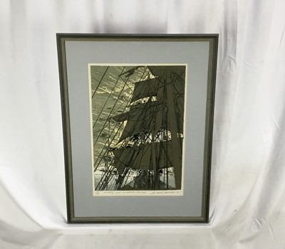Lot 8 - Richard Demarco (b. 1930) a pair of silkscreen prints - ‘Furling sails by moonlight’ and ‘Unfurling sails towards Gairloch’, framed