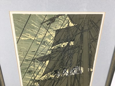 Lot 8 - Richard Demarco (b. 1930) a pair of silkscreen prints - ‘Furling sails by moonlight’ and ‘Unfurling sails towards Gairloch’, framed