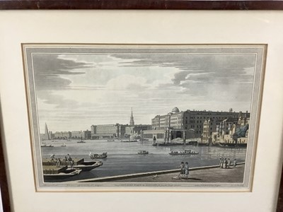 Lot 116 - Pair of antique hand coloured engravings after Farington, Somerset Place and Greenwich, in glazed frames