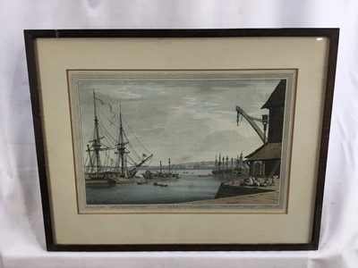 Lot 116 - Pair of antique hand coloured engravings after Farington, Somerset Place and Greenwich, in glazed frames