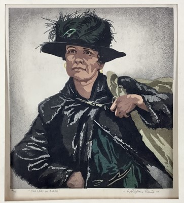 Lot 14 - Arthur Rigden Read (1879-1955) print - ‘The lady in black’, 18/50, signed, unframed