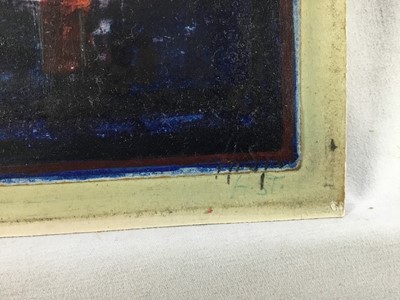 Lot 17 - Hans Rudolf Strupler (1935-2015) mixed media on paper laid on card - blue untitled, signed, unframed