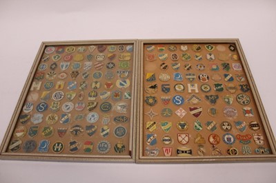 Lot 1503 - Football pin badge/crest collection, mounted.