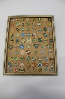 Lot 1445 - Football pin badge / crest collection, mounted.