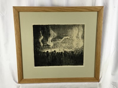 Lot 20 - Louis Thomson (1883-1962) pair of signed lithographs - ‘A Peace Bonfire’ 29cm x 32cm and ‘An Open Air Circus’ 32cm x 27cm in glazed frames