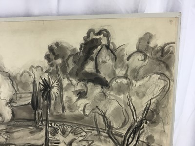 Lot 21 - Martin Bloch (1883-1954) monochrome wash on paper - trees, 57cm x 45cm unframed