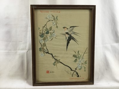 Lot 117 - Group of seven late 19th century Oriental woodcuts of birds, some with hand colouring, framed by Ryman & Co. Ltd., in glazed frames