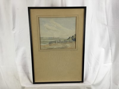Lot 56 - Frederic J Robinson watercolour - 'Mistley The Old Breakwater', signed and dated 1929, 26.5cm x 23cm in glazed frame 40cm x 57cm overall