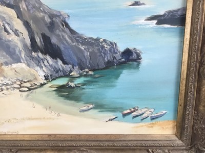 Lot 26 - Ashley Bryant, Contemporary, oil on board - sheltered cove, signed lower left, 54cm x 44cm, in gilt frame, 74cm x 64cm overall