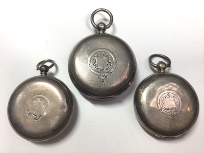 Lot 24 - Late Victorian silver cased Kendal & Dent London pocket watch, one other Victorian silver cased pocket watch and 1920s silver cased pocket watch (3)