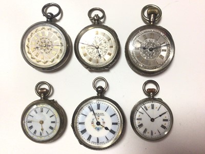 Lot 27 - Six silver cased fob watches