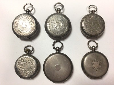 Lot 28 - Six silver cased fob watches