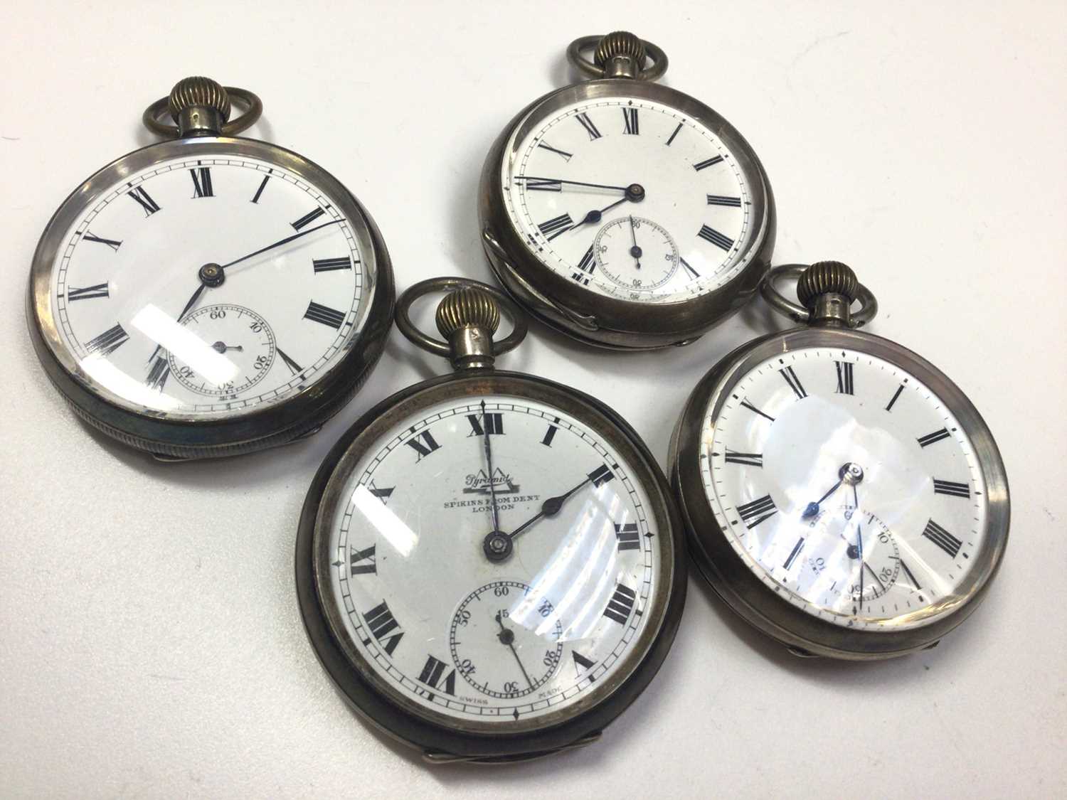 Lot 32 - Four silver cased pocket watches