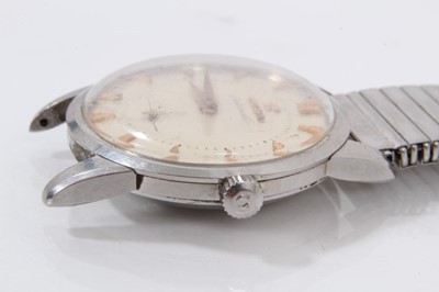 Lot 571 - 1950s gentlemen's Omega Automatic wristwatch with silvered dial, triangular gold coloured hour markers and gold coloured dagger hands in stainless case
