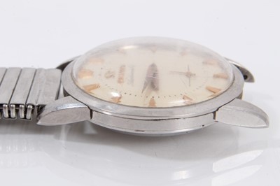 Lot 571 - 1950s gentlemen's Omega Automatic wristwatch with silvered dial, triangular gold coloured hour markers and gold coloured dagger hands in stainless case