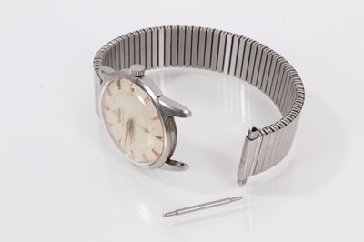 Lot 571 - 1950s gentlemen's Omega Automatic wristwatch with silvered dial, triangular gold coloured hour markers and gold coloured dagger hands in stainless case