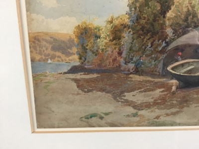 Lot 63 - Charles Collins (1867-1903) watercolour 'On the Porthead River, St. Mawes, signed, Fry Gallery label verso